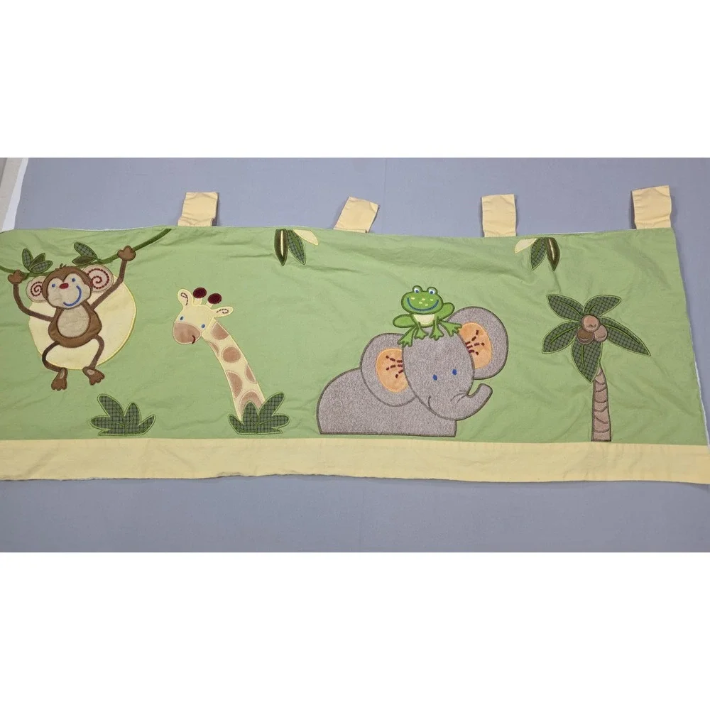 NoJo Jungle Babies‎ Valance Set 2 Green Monkey Lion Safari Nursery 14x58 Tab Top